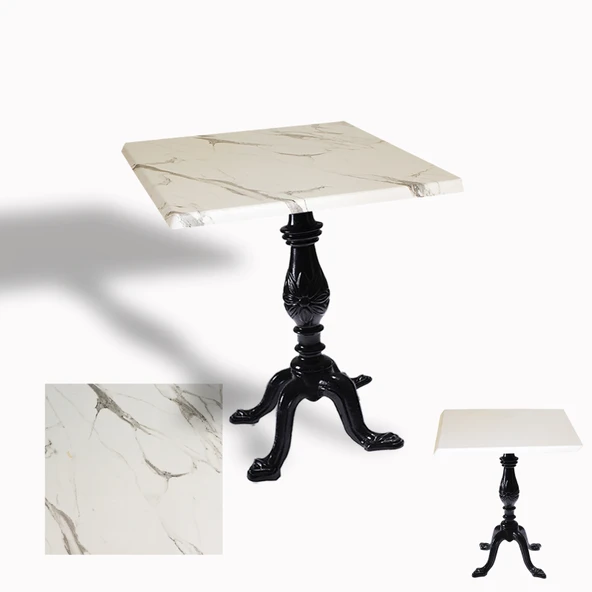 Çipa 1001 Döküm Ayak Kare Masa 70x70 cm - (Werzalit, Wermodin ve Allzalit Tabla) - Afyon Mermer ürün görseli 1