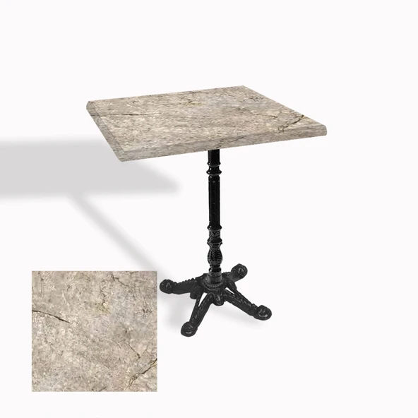 Çipa 1004 Döküm Ayak Kare Masa 80X80 cm - (Werzalit, Wermodin ve Allzalit Tabla) - Scala Marble ürün görseli 1