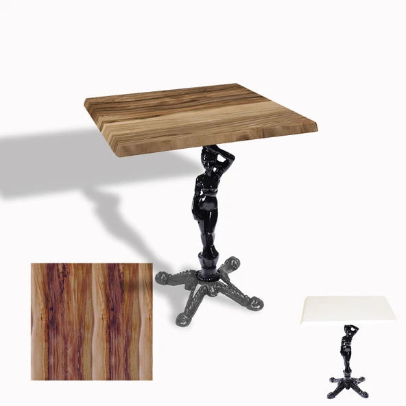 Çipa 1003 Döküm Ayak Kare Masa 80x80 cm - (Werzalit, Wermodin ve Allzalit Tabla) - Indiana Wood ürün görseli 1
