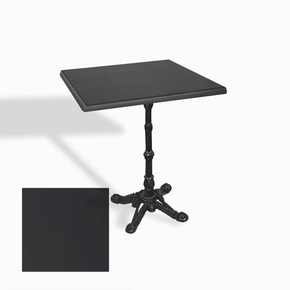 Çipa 1002 Döküm Ayak Kare Masa 60X60 cm - (Werzalit, Wermodin ve Allzalit Tabla) - Siyah ürün görseli 1