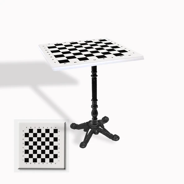 Çipa 1004 Döküm Ayak Kare Masa 80X80 cm - (Werzalit, Wermodin ve Allzalit Tabla) - Beyaz Satranç ürün görseli 1