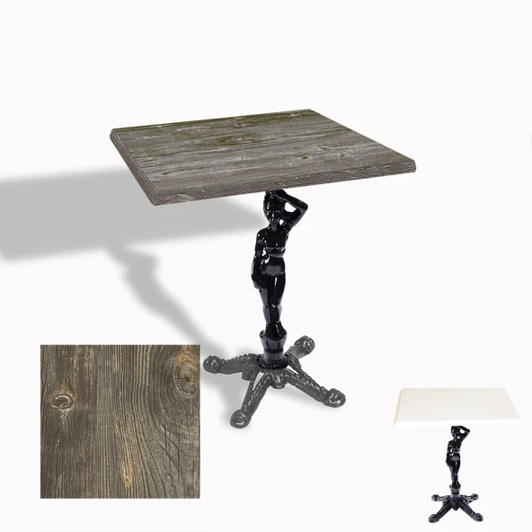 Çipa 1003 Döküm Ayak Kare Masa 80x80 cm - (Werzalit, Wermodin ve Allzalit Tabla) - Old Pine ürün görseli 1