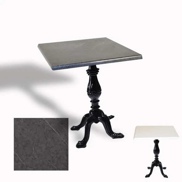 Çipa 1001 Döküm Ayak Kare Masa 70x70 cm - (Werzalit, Wermodin ve Allzalit Tabla) - Grey Marble ürün görseli 1