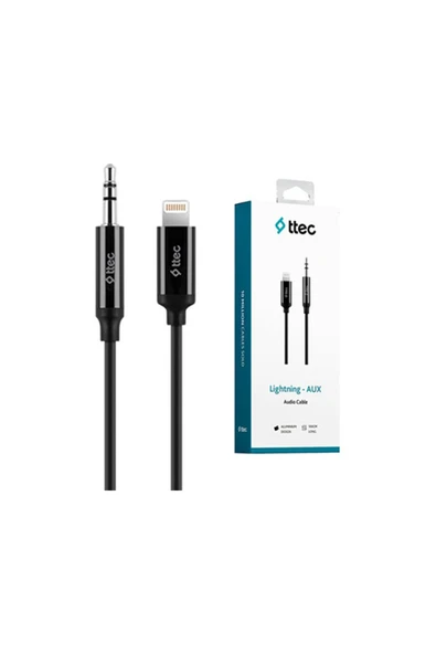 Aux To Lightning iPhone Ses Kablosu 100 Cm, 1 Metre Siyah 2 Yıl Garantili Yüksek Kalite - 2DK42 ürün görseli 1