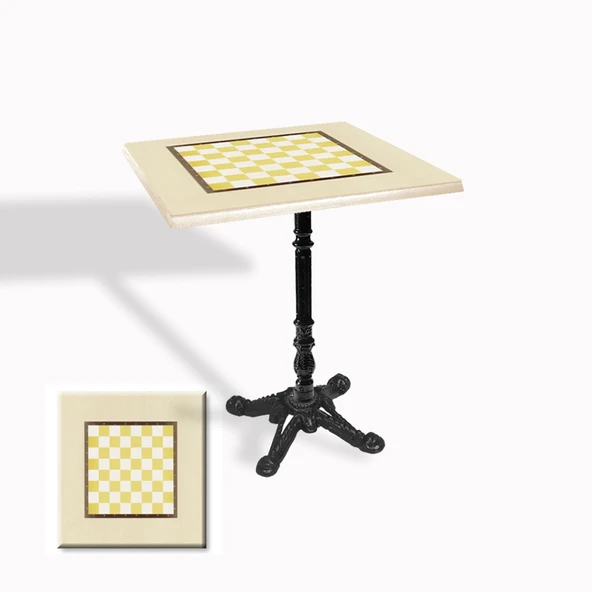 Çipa 1004 Döküm Ayak Kare Masa 70X70 cm - (Werzalit, Wermodin ve Allzalit Tabla) - Krem Satranç ürün görseli 1