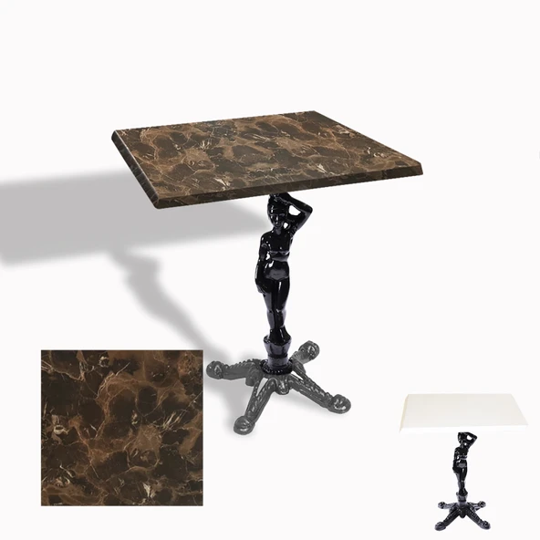 Çipa 1003 Döküm Ayak Kare Masa 70X70 cm - (Werzalit, Wermodin ve Allzalit Tabla) - Karacabey Mermer ürün görseli 1
