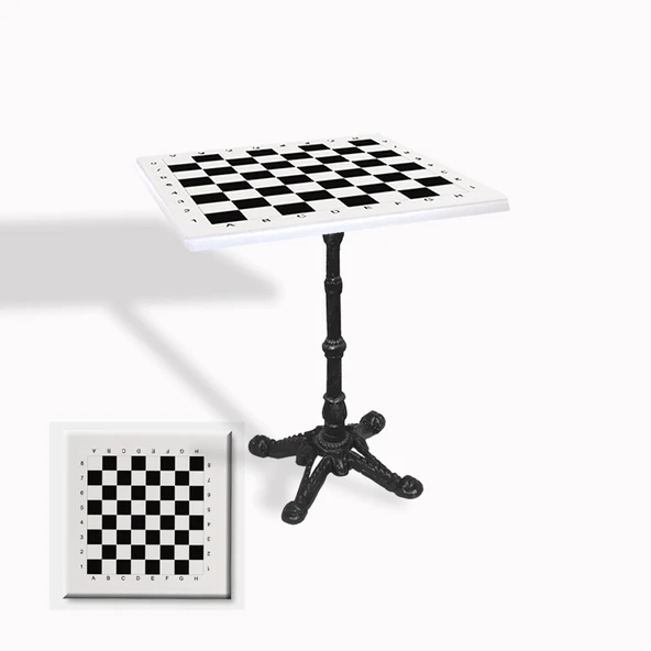 Çipa 1002 Döküm Ayak Kare Masa 70X70 cm - (Werzalit, Wermodin ve Allzalit Tabla) - Beyaz Satranç ürün görseli 1