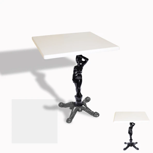 Çipa 1003 Döküm Ayak Kare Masa 60X60 cm - (Werzalit, Wermodin ve Allzalit Tabla) - Beyaz ürün görseli 1