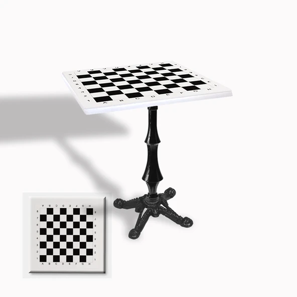 Çipa 1012 Döküm Ayak Kare Masa 70x70 cm - (Werzalit, Wermodin ve Allzalit Tabla) - Beyaz Satranç ürün görseli 1
