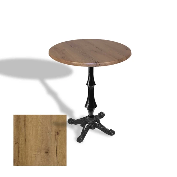 Çipa 1012 Döküm Ayak Yuvarlak Masa Çap 70cm - (Werzalit, Wermodin ve Allzalit Tabla) - Canyon Palace Oak ürün görseli 1