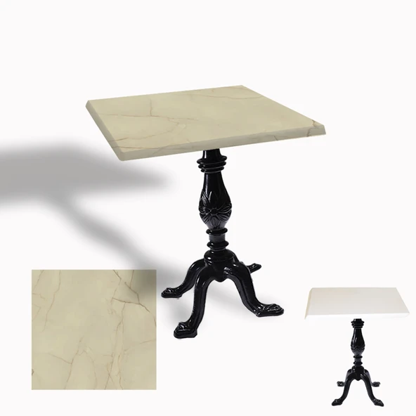 Çipa 1001 Döküm Ayak Kare Masa 70x70 cm - (Werzalit, Wermodin ve Allzalit Tabla) - Golden Marble ürün görseli 1