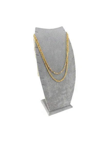 Dubai Model Süet Kumaş Gri Renk 25/12 Cm Kolye -Zincir Ayaklı Stand ürün görseli 1
