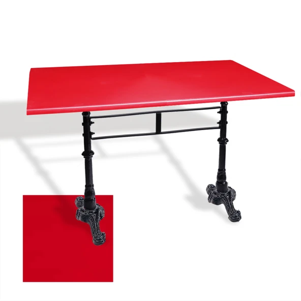 Çipa 3002 Döküm Ayak Masa 70x120 cm - (Werzalit, Wermodin ve Allzalit Tabla) - Kırmızı ürün görseli 1