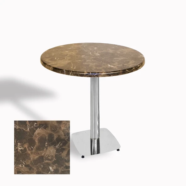 Tokyo Yuvarlak Masa (Kromnikel) Çap 80cm - (Werzalit, Wermodin ve Allzalit Tabla) - Karacabey Mermer ürün görseli 1