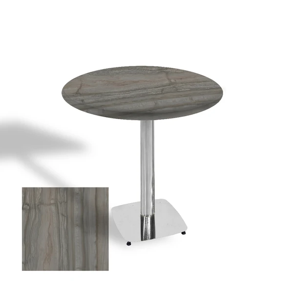 Tokyo Yuvarlak Masa (Kromnikel) Çap 80cm - (Werzalit, Wermodin ve Allzalit Tabla) - Magma ürün görseli 1