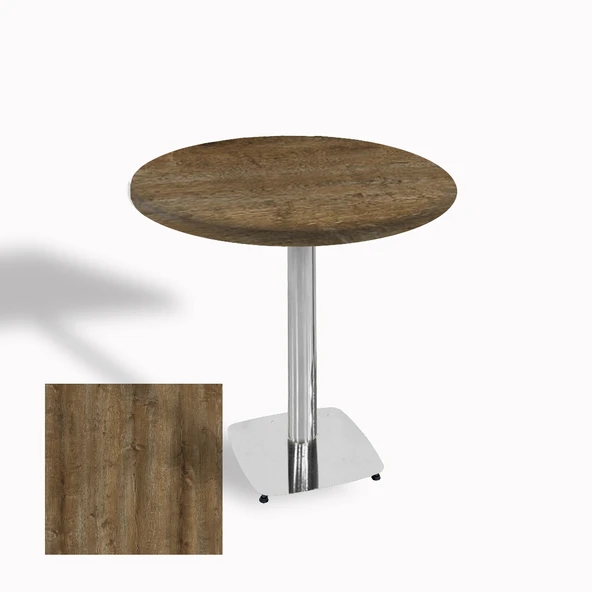 Tokyo Yuvarlak Masa (Kromnikel) Çap 80cm - (Werzalit, Wermodin ve Allzalit Tabla) - Canyon Hidalgo ürün görseli 1