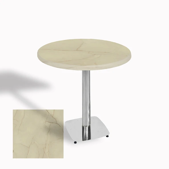 Tokyo Yuvarlak Masa (Kromnikel) Çap 90cm - (Werzalit, Wermodin ve Allzalit Tabla) - Golden Marble ürün görseli 1