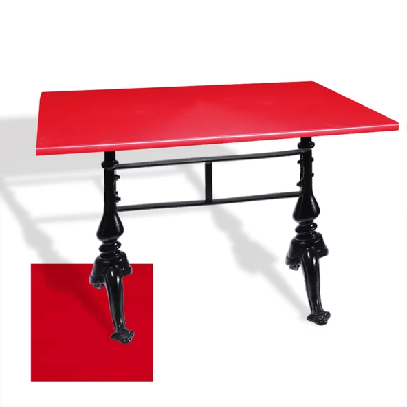 Çipa 3001 Döküm Ayak Masa 80x140 cm - (Werzalit, Wermodin ve Allzalit Tabla) - Kırmızı ürün görseli 1