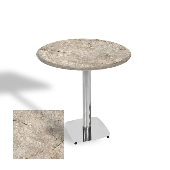Tokyo Yuvarlak Masa (Kromnikel) Çap 70cm - (Werzalit, Wermodin ve Allzalit Tabla) - Scala Marble ürün görseli 1