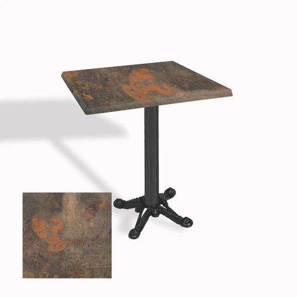 Çipa Döküm Ayak Kare Masa 80X80 cm - (Werzalit, Wermodin ve Allzalit Tabla) - Metal Oxid 1 ürün görseli 1