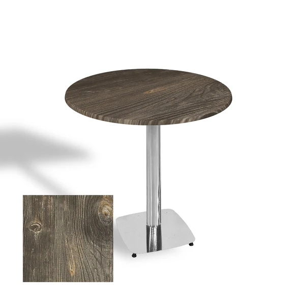 Tokyo Yuvarlak Masa (Kromnikel) Çap 80cm - (Werzalit, Wermodin ve Allzalit Tabla) - Old Pine ürün görseli 1