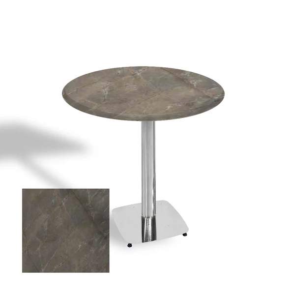 Tokyo Yuvarlak Masa (Kromnikel) Çap 90cm - (Werzalit, Wermodin ve Allzalit Tabla) - Halong ürün görseli 1
