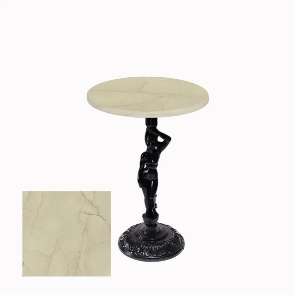 Bistro Döküm Ayak Çipa Angel Masa -  (Werzalit, Wermodin ve Allzalit Tabla 60 cm çap) - Golden Marble ürün görseli 1