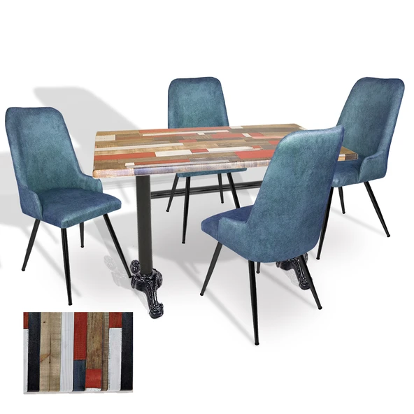 Çipa - Çırağan Mutfak Masa Takımı - 80x140 (Werzalit, Wermodin ve Allzalit Tabla) - (Red Wood - Mavi) ürün görseli 1