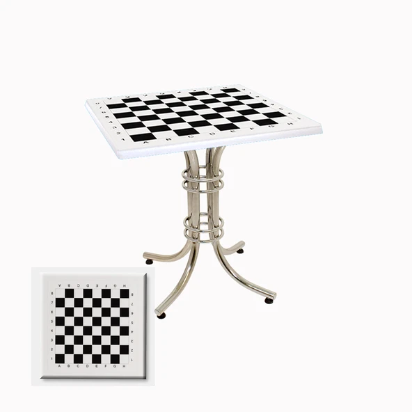 Buket Kare Masa 80x80cm  - (Werzalit, Wermodin ve Allzalit Tabla) - Satranç Beyaz ürün görseli 1