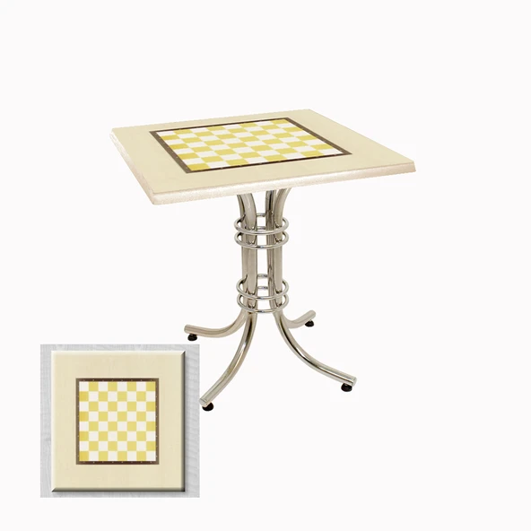 Buket Kare Masa 80x80cm  - (Werzalit, Wermodin ve Allzalit Tabla) - Satranç Krem ürün görseli 1