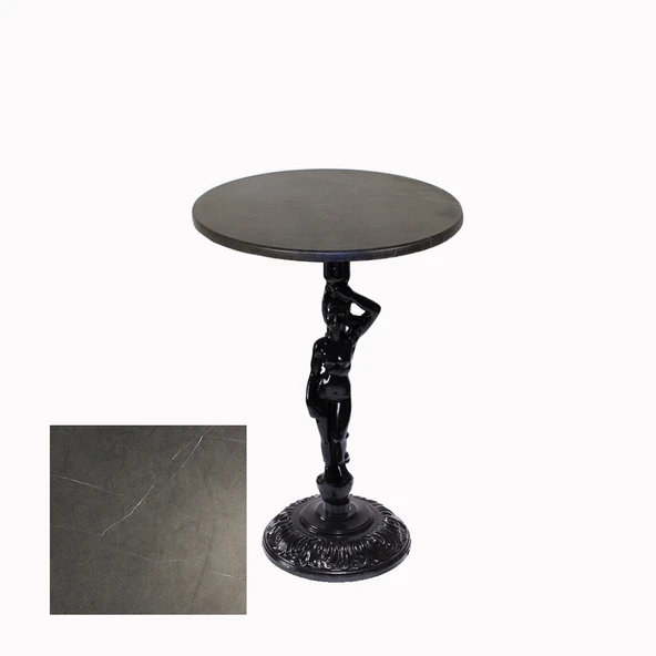 Bistro Döküm Ayak Çipa Angel Masa -  (Werzalit, Wermodin ve Allzalit Tabla 60 cm çap) - Grey Marble ürün görseli 1