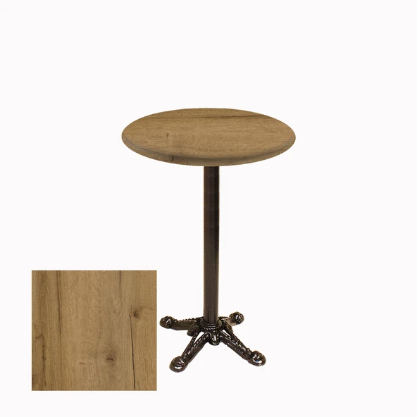 Bistro Döküm Ayak Çipa Masa -  (Werzalit, Wermodin ve Allzalit Tabla 60 cm çap) - Canyon Palace Oak ürün görseli 1
