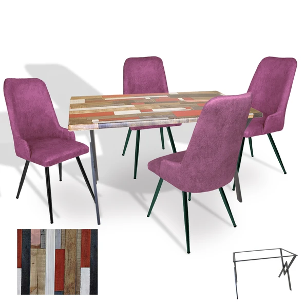Anemon - Çırağan Masa Takımı (Werzalit, Allzalit, Vermodin Tabla 80x120) - (Red Wood - Mor) ürün görseli 1