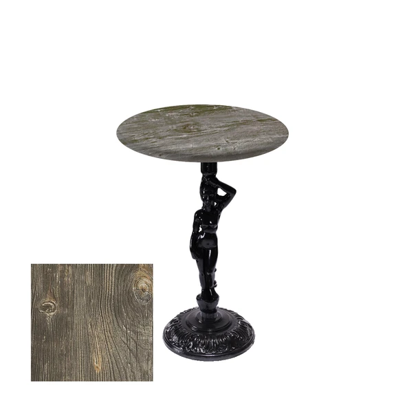 Bistro Döküm Ayak Çipa Angel Masa -  (Werzalit, Wermodin ve Allzalit Tabla 60 cm çap) - Old Pine ürün görseli 1