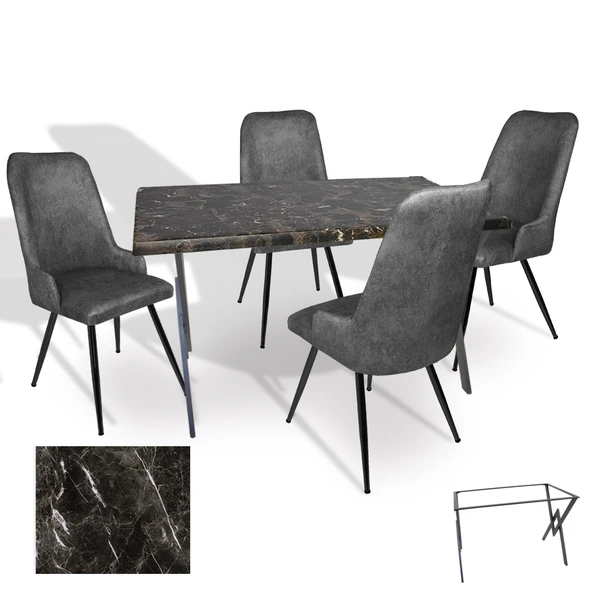 Anemon - Çırağan Masa Takımı (Werzalit, Allzalit, Vermodin Tabla 80x120) - (Teramo - Füme) ürün görseli 1