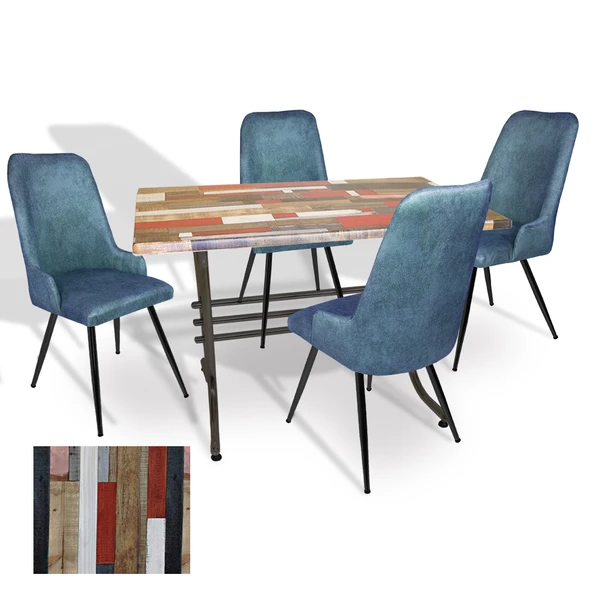 Japon - Çırağan Masa Takımı - 70x120 (Werzalit, Wermodin ve Allzalit Tabla) - (Redwood - Mavi) ürün görseli 1