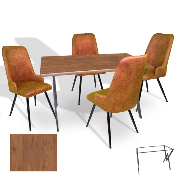 Anemon - Çırağan Masa Takımı (Werzalit, Allzalit, Vermodin Tabla 80x120) - (Novagento - Kiremit) ürün görseli 1
