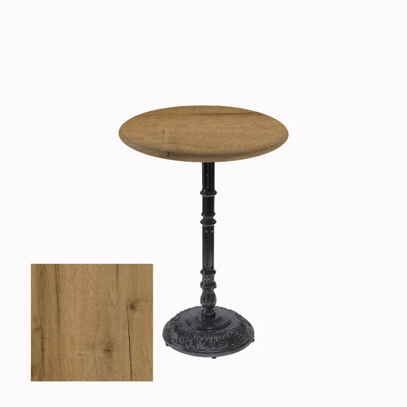 Bistro Döküm Ayak Çipa-6075 Masa -  (Werzalit, Wermodin ve Allzalit Tabla 60 cm çap) - Canyon Palace Oak ürün görseli 1