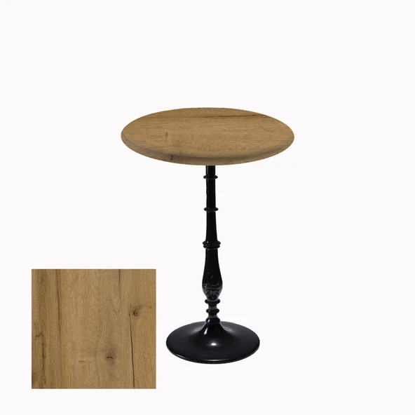 Bistro Döküm Ayak Çipa-6006 Masa -  (Werzalit, Wermodin ve Allzalit Tabla 60 cm çap) - Canyon Palace Oak ürün görseli 1
