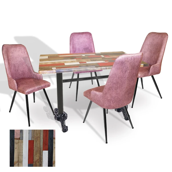 Çipa - Çırağan Mutfak Masa Takımı - 80x120 (Werzalit, Wermodin ve Allzalit Tabla) - (Red Wood - Pembe) ürün görseli 1