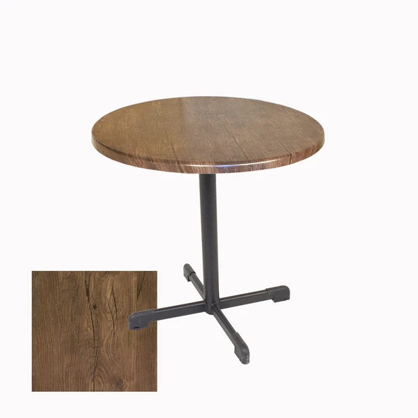 Halley Yuvarlak ESB Masa Çap 70cm - (Werzalit, Wermodin ve Allzalit Tabla) - Rustik Dark ürün görseli 1