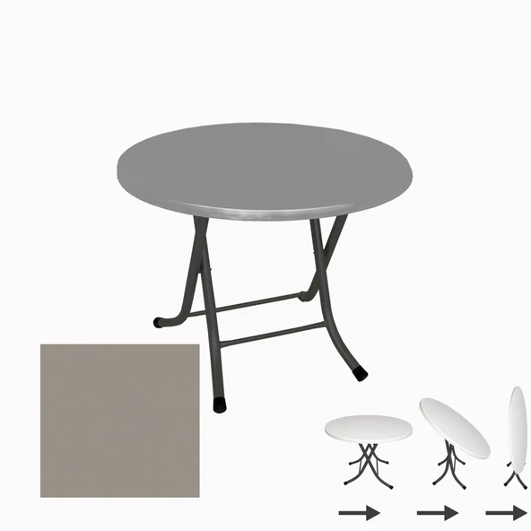 Klasik Katlanır Masa Yuvarlak (80 cm Çap) - (Werzalit, Wermodin ve Allzalit Tabla) - Koyu Gri ürün görseli 1