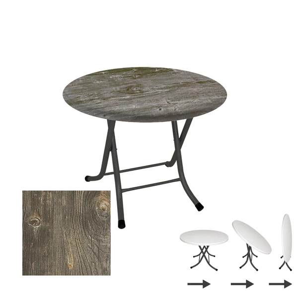 Klasik Katlanır Masa Yuvarlak (80 cm Çap) - (Werzalit, Wermodin ve Allzalit Tabla) - Old Pine ürün görseli 1