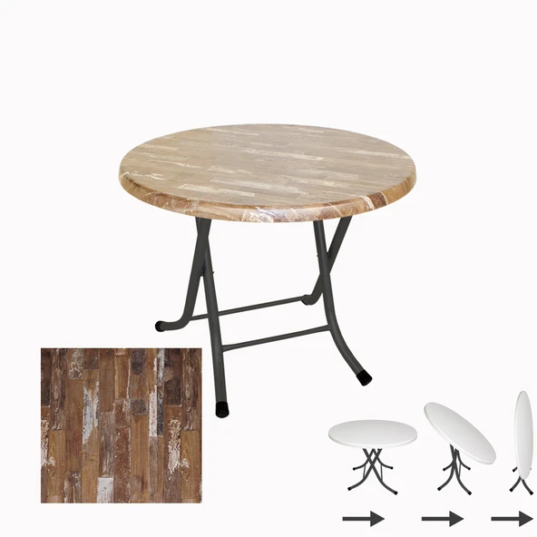 Klasik Katlanır Masa Yuvarlak (80 cm Çap) - (Werzalit, Wermodin ve Allzalit Tabla) - Maracaibo ürün görseli 1