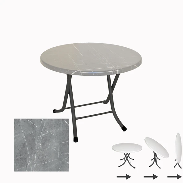 Klasik Katlanır Masa Yuvarlak (80 cm Çap) - (Werzalit, Wermodin ve Allzalit Tabla) - Light Temperado ürün görseli 1