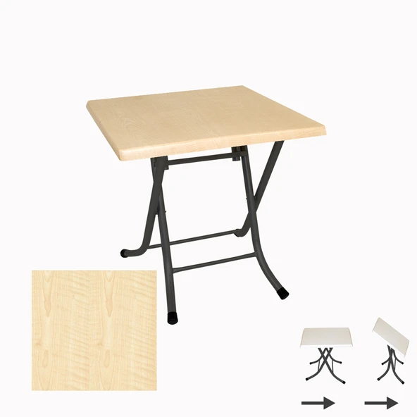 Klasik Katlanır Masa 80x80 cm - (Werzalit, Wermodin ve Allzalit Tabla) - Akçaağaç ürün görseli 1