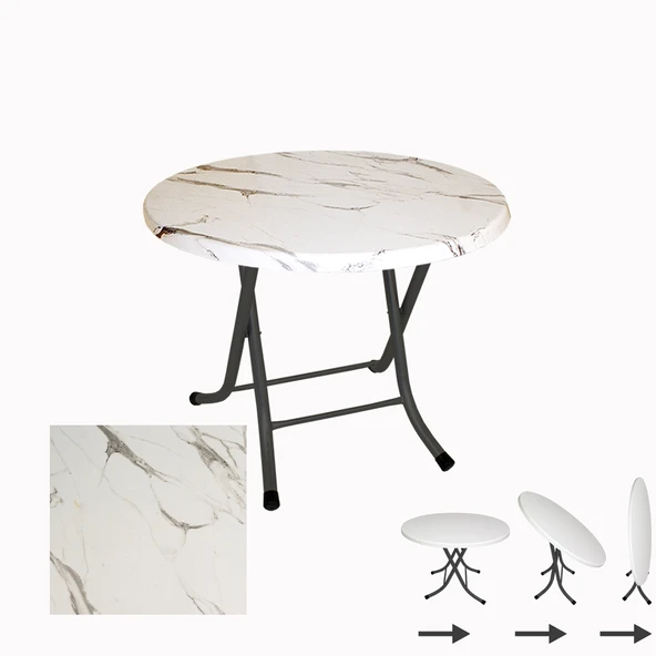 Klasik Katlanır Masa Yuvarlak (80 cm Çap) - (Werzalit, Wermodin ve Allzalit Tabla) - Afyon Mermer ürün görseli 1
