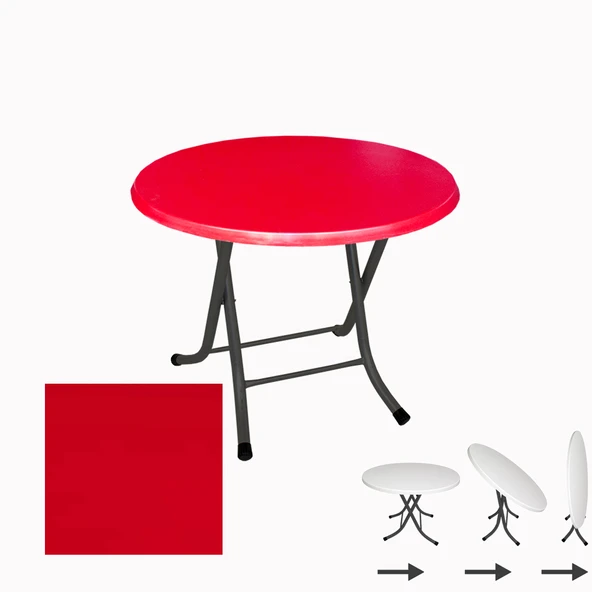 Klasik Katlanır Masa Yuvarlak (70 cm Çap) - (Werzalit, Wermodin ve Allzalit Tabla) - Kırmızı ürün görseli 1