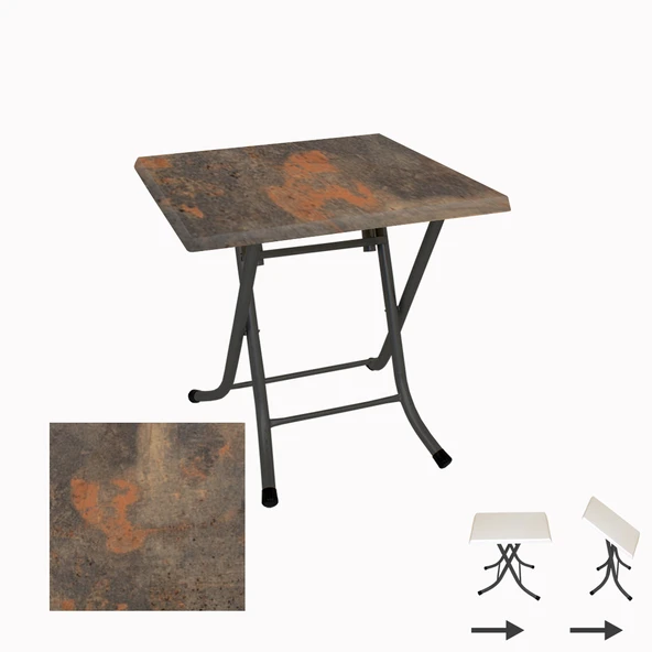 Klasik Katlanır Masa 80x80 cm - (Werzalit, Wermodin ve Allzalit Tabla) - Metalic Oxid 1 ürün görseli 1