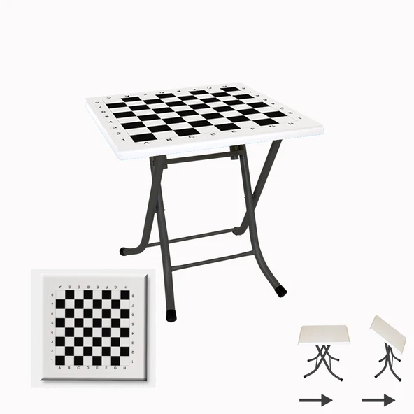 Klasik Katlanır Masa 80x80 cm - (Werzalit, Wermodin ve Allzalit Tabla) - Satranç Beyaz ürün görseli 1